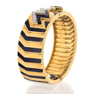 David Webb Platinum & 18K Yellow Gold Stripe Black Enamel Diamond Zig Zag Bracelet - The Back Vault