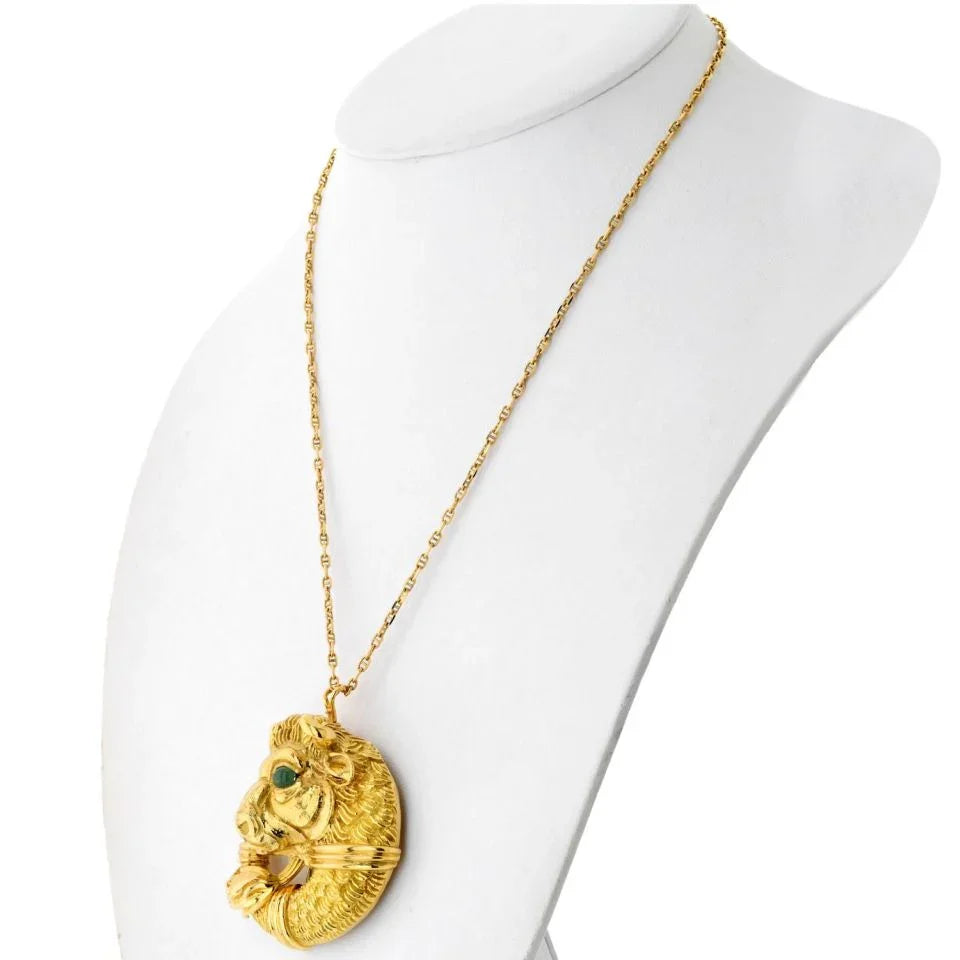 David Webb Platinum & 18K Yellow Gold Taurus Bull Pin/Pendant On A Chain Necklace - The Back Vault