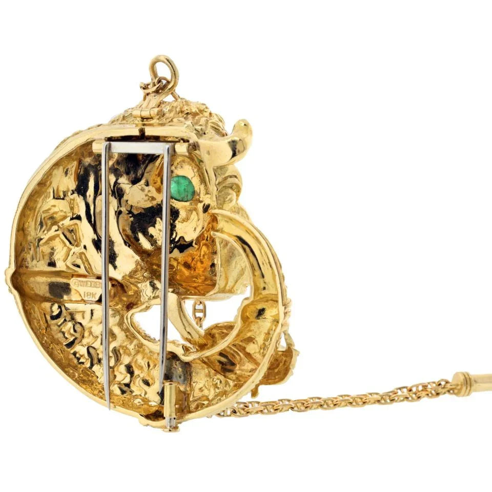 David Webb Platinum & 18K Yellow Gold Taurus Bull Pin/Pendant On A Chain Necklace - The Back Vault