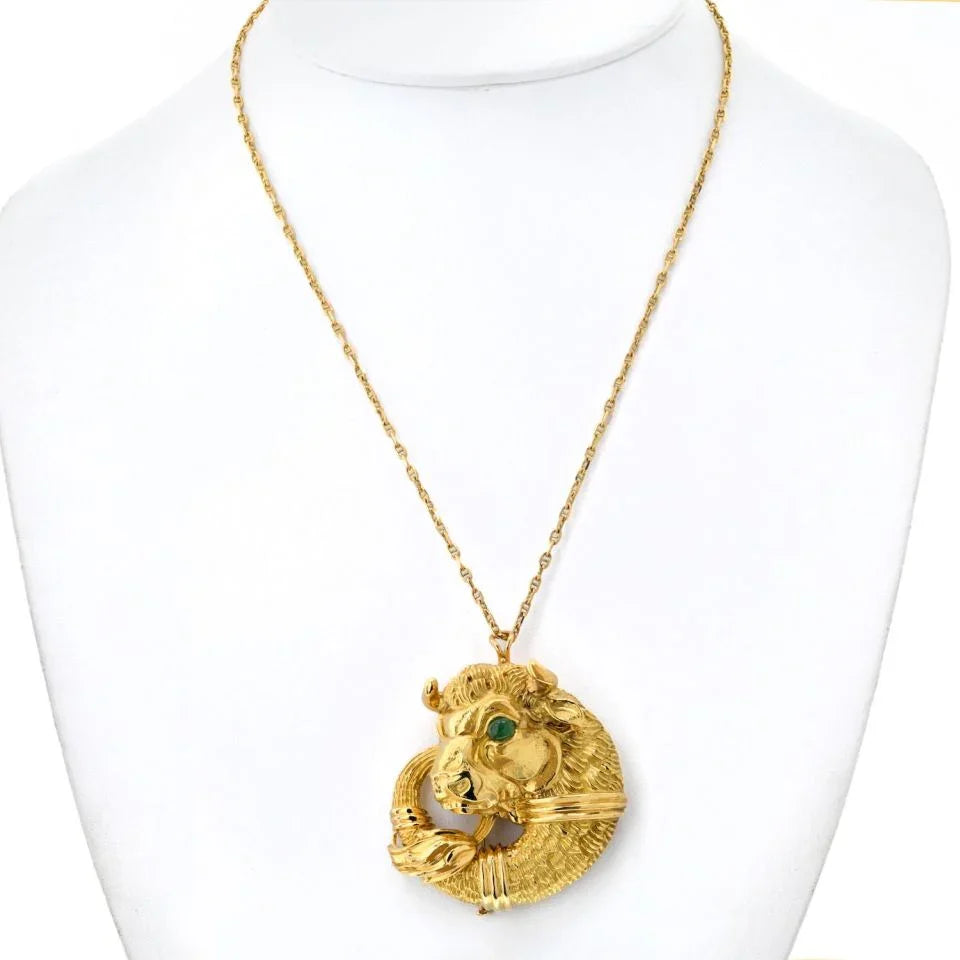 David Webb Platinum & 18K Yellow Gold Taurus Bull Pin/Pendant On A Chain Necklace - The Back Vault