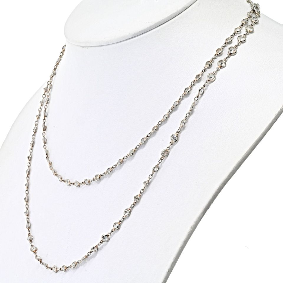 Platinum Diamond By The Yard 36 Inches Chain Diamonds by the Yard Necklace
