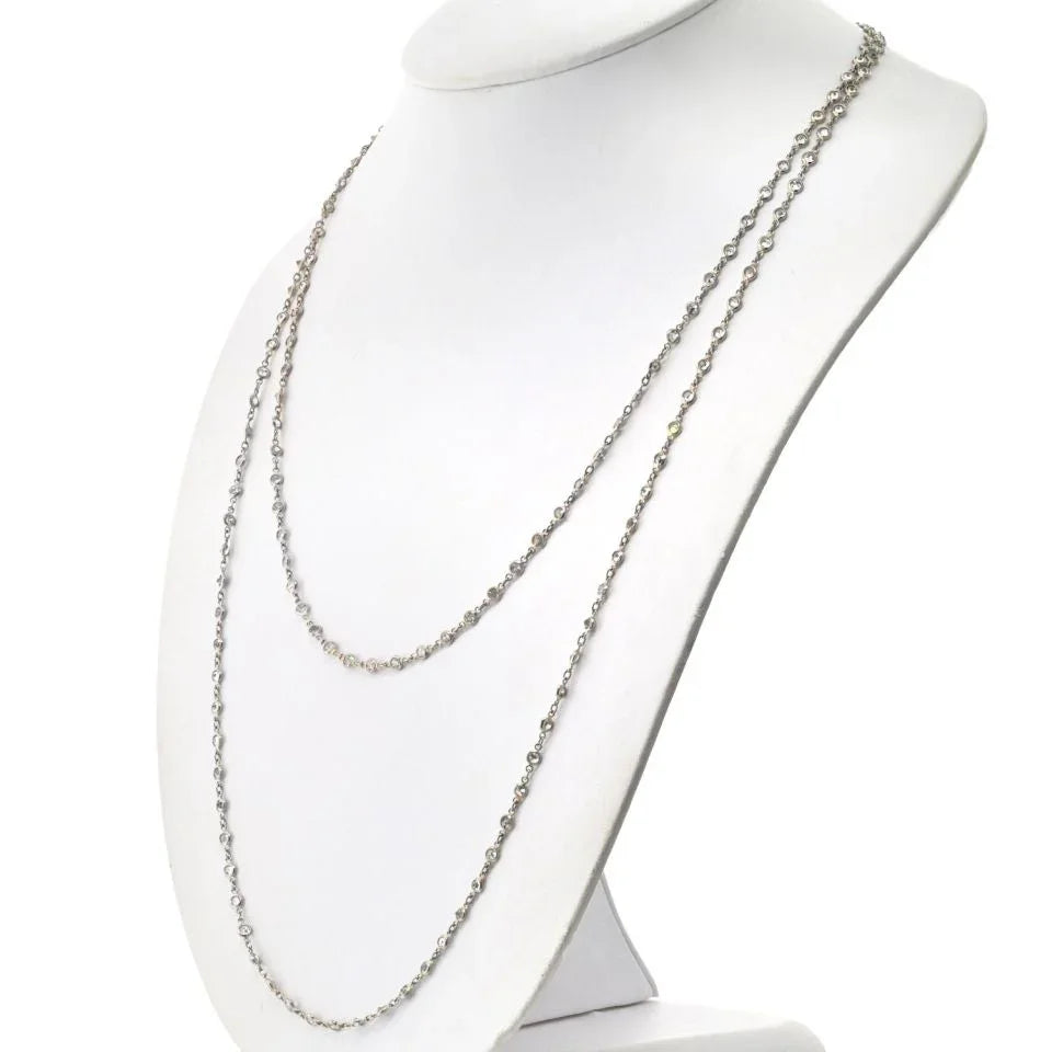 Platinum 48 inches Diamond By The Yard Chain Necklace - The Back Vault