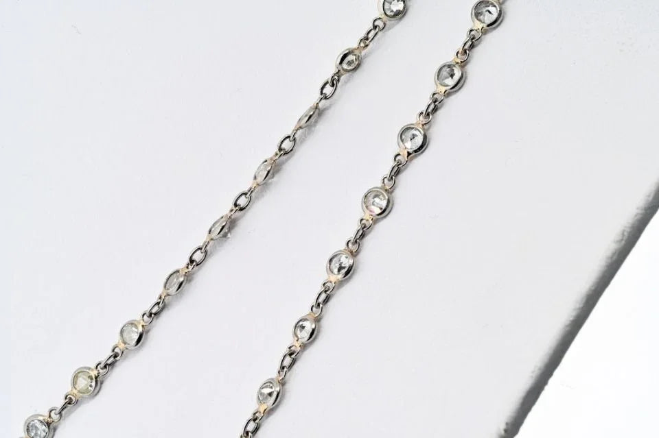 Platinum 48 inches Diamond By The Yard Chain Necklace - The Back Vault