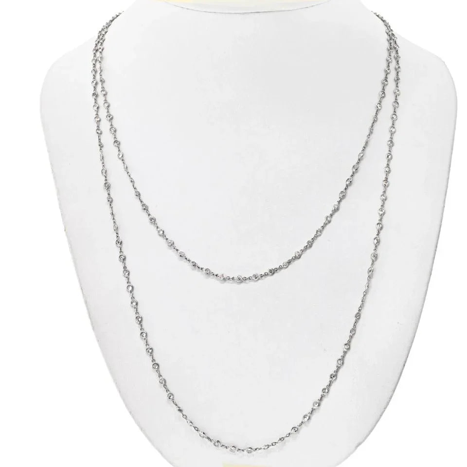 Platinum 48 inches Diamond By The Yard Chain Necklace - The Back Vault