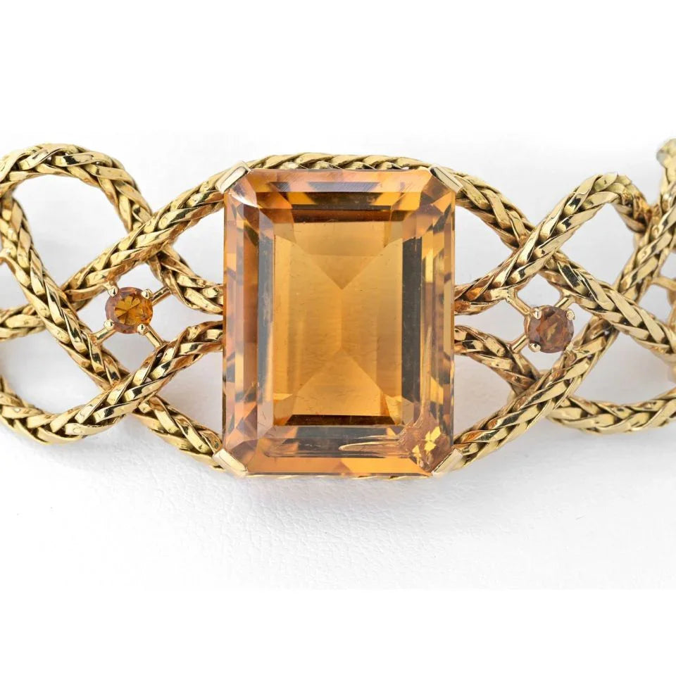 Hermes 18K Yellow Gold 61.50cttw Citrine Braided Choker Necklace - The Back Vault