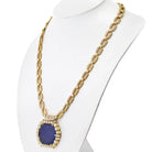 18K Yellow Gold 1970's Diamond Lapis Diamond Chain Necklace - The Back Vault
