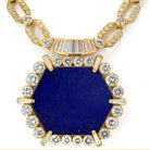 18K Yellow Gold 1970's Diamond Lapis Diamond Chain Necklace - The Back Vault