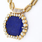 18K Yellow Gold 1970's Diamond Lapis Diamond Chain Necklace - The Back Vault