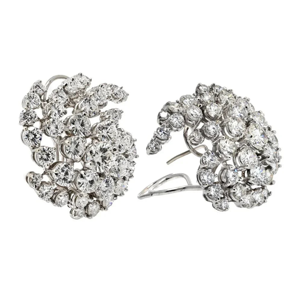 18K White Gold 22.00cttw Diamond Cluster Earrings - The Back Vault
