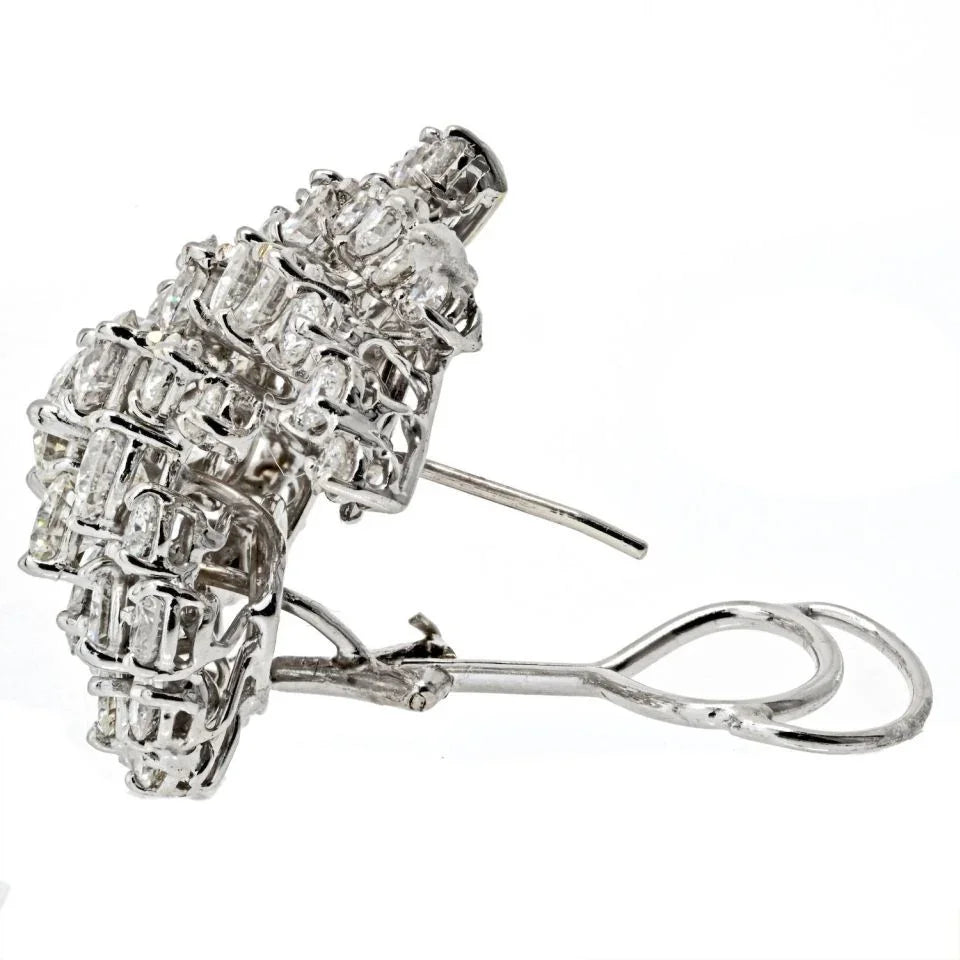 18K White Gold 22.00cttw Diamond Cluster Earrings - The Back Vault