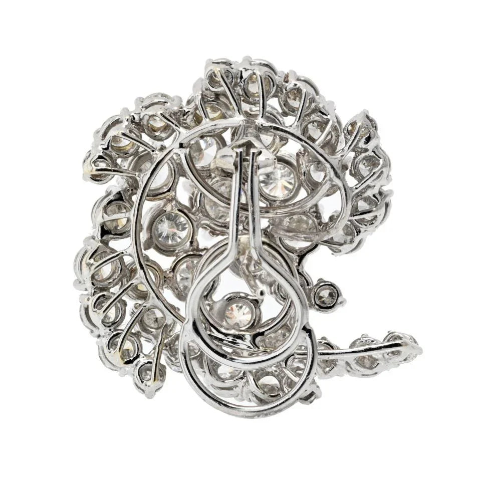18K White Gold 22.00cttw Diamond Cluster Earrings - The Back Vault