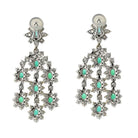 18K White Gold 20 Carat Diamond And Green Emerald Chandelier Earrings - The Back Vault