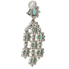 18K White Gold 20 Carat Diamond And Green Emerald Chandelier Earrings - The Back Vault