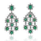 18K White Gold 20 Carat Diamond And Green Emerald Chandelier Earrings - The Back Vault