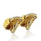 David Webb Platinum & 18K Yellow Gold Shell Motif Diamond Clip On Earrings - The Back Vault