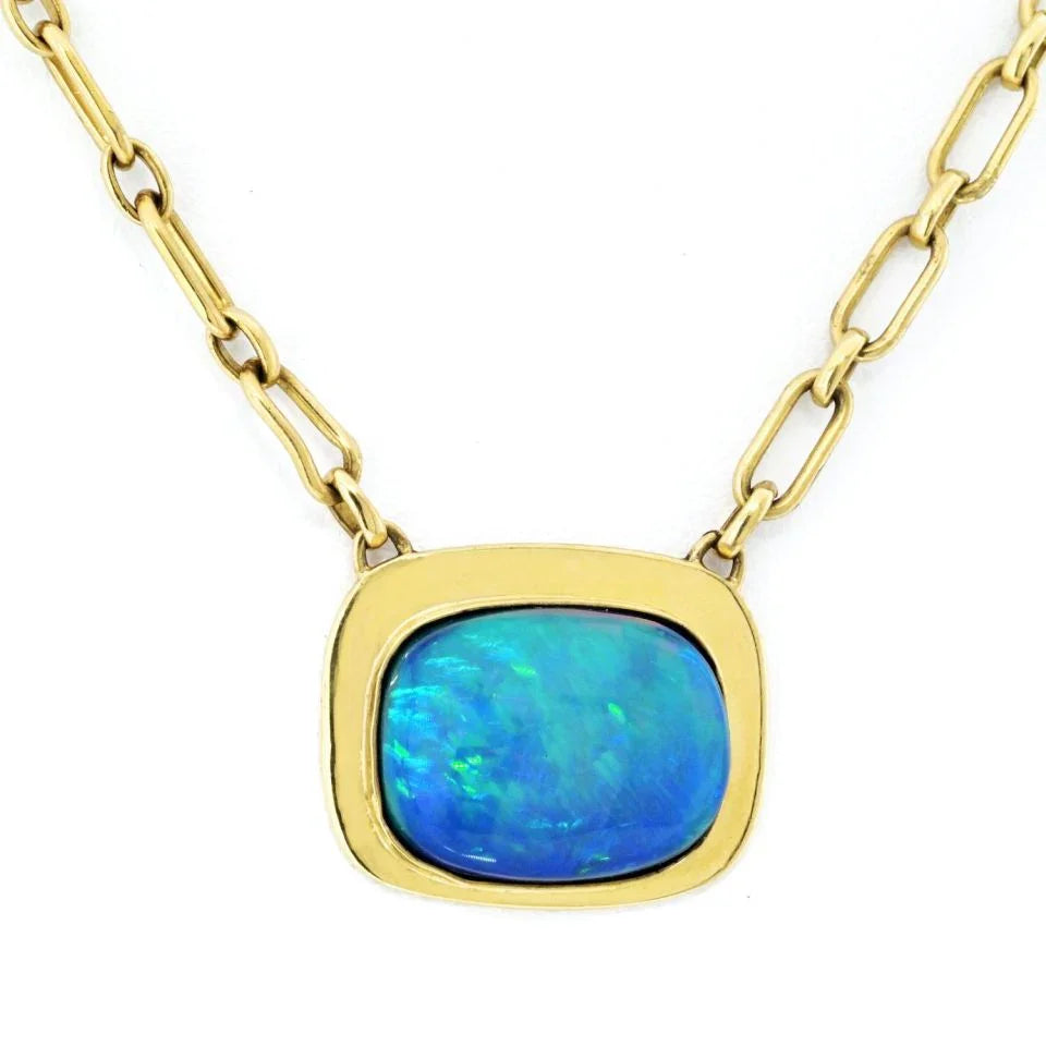 Cartier 18K Yellow Gold 1970's Fire Opal Bezel Set Necklace - The Back Vault