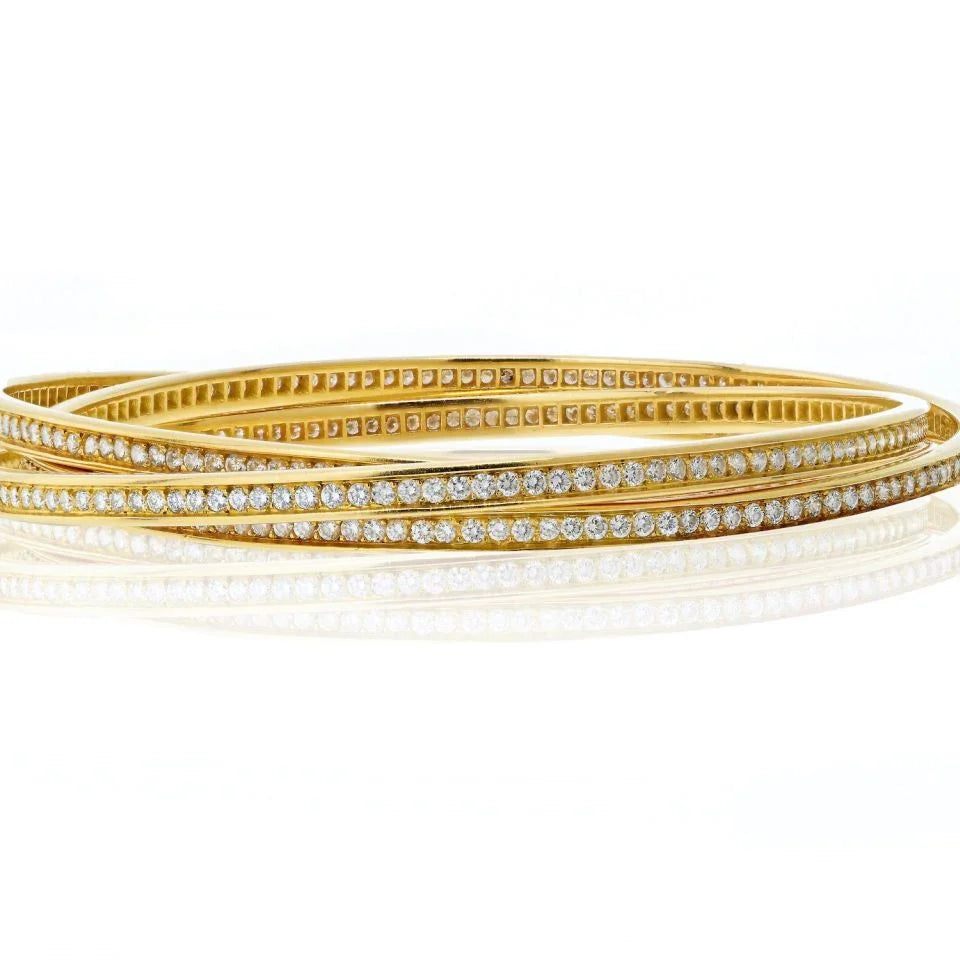 Cartier 18K Yellow Gold Trinity Diamond Slip On Bracelet - The Back Vault