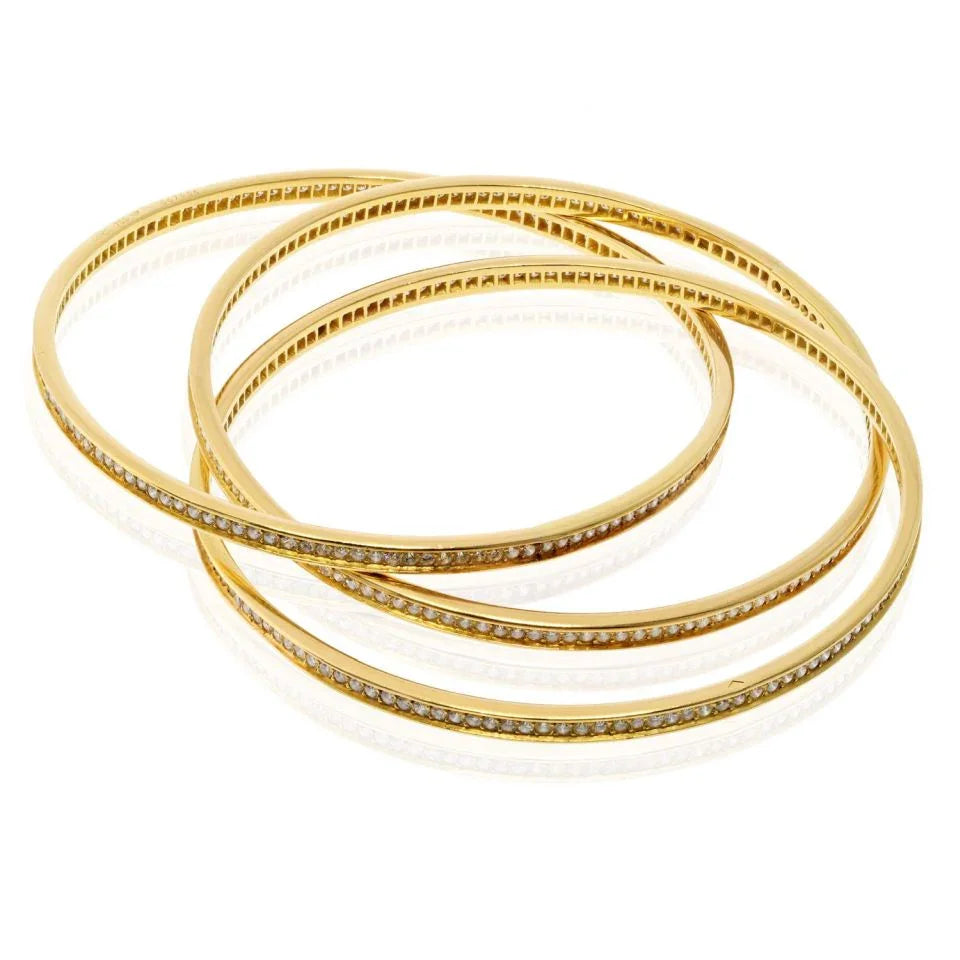 Cartier 18K Yellow Gold Trinity Diamond Slip On Bracelet - The Back Vault