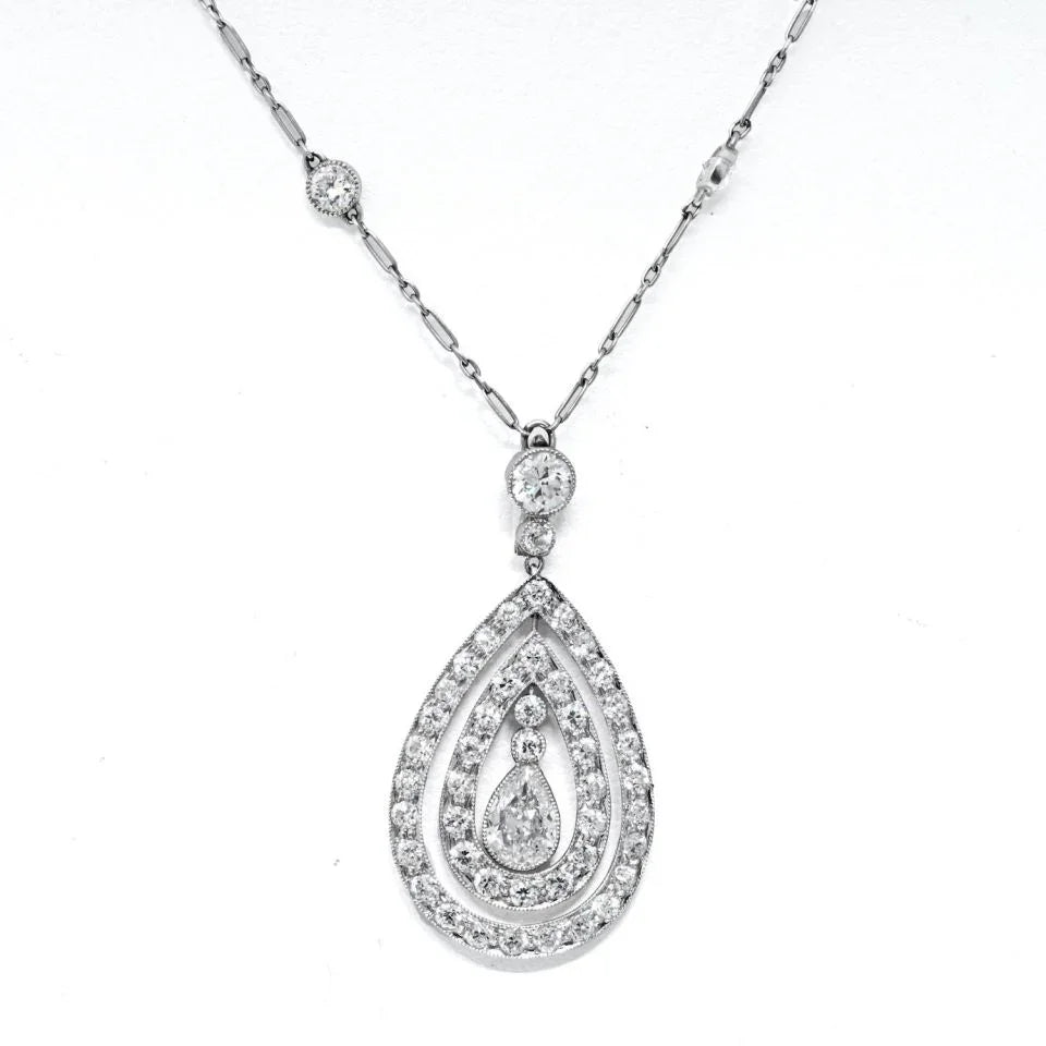 J.E. Caldwell Platinum 3.85cttw Diamond Pendant On A Diamond By The Yard Chain - The Back Vault