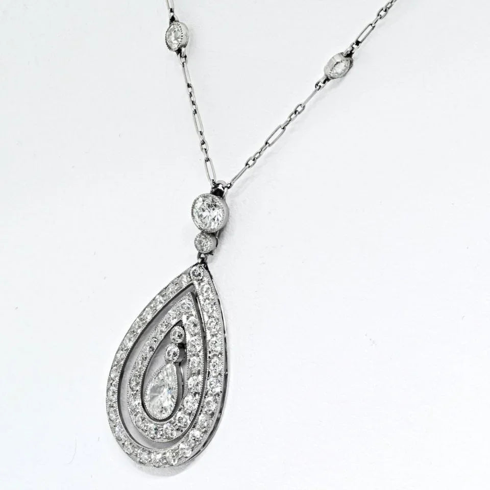 J.E. Caldwell Platinum 3.85cttw Diamond Pendant On A Diamond By The Yard Chain - The Back Vault