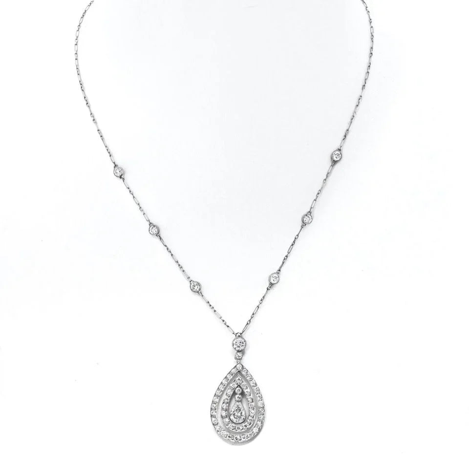 J.E. Caldwell Platinum 3.85cttw Diamond Pendant On A Diamond By The Yard Chain - The Back Vault