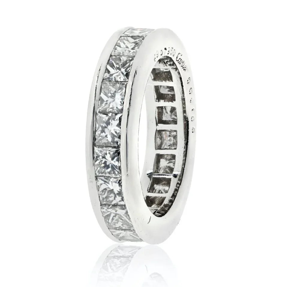 Cartier Platinum 5.50cttw Princess Cut Diamond Eternity EU 49 Ring - The Back Vault