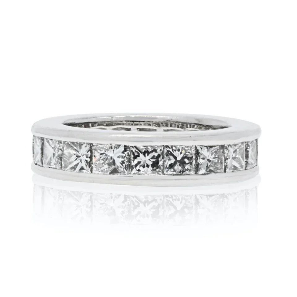 Cartier Platinum 5.50cttw Princess Cut Diamond Eternity EU 49 Ring - The Back Vault
