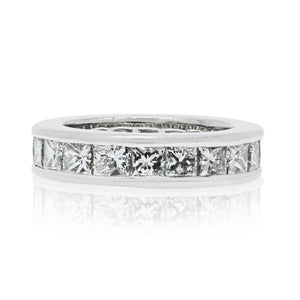 Cartier Platinum 5.50cttw Princess Cut Diamond Eternity EU 49 Ring