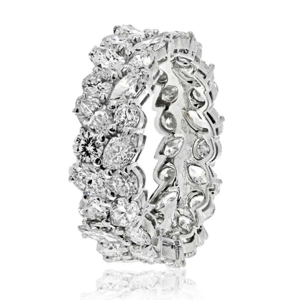 Bvlgari Platinum 9.00cttw Marquise And Round Diamond Ring - The Back Vault