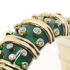 Tiffany & Co. Schlumberger 18K Yellow Gold Dark Green Enamel And Diamond Bracelet - The Back Vault