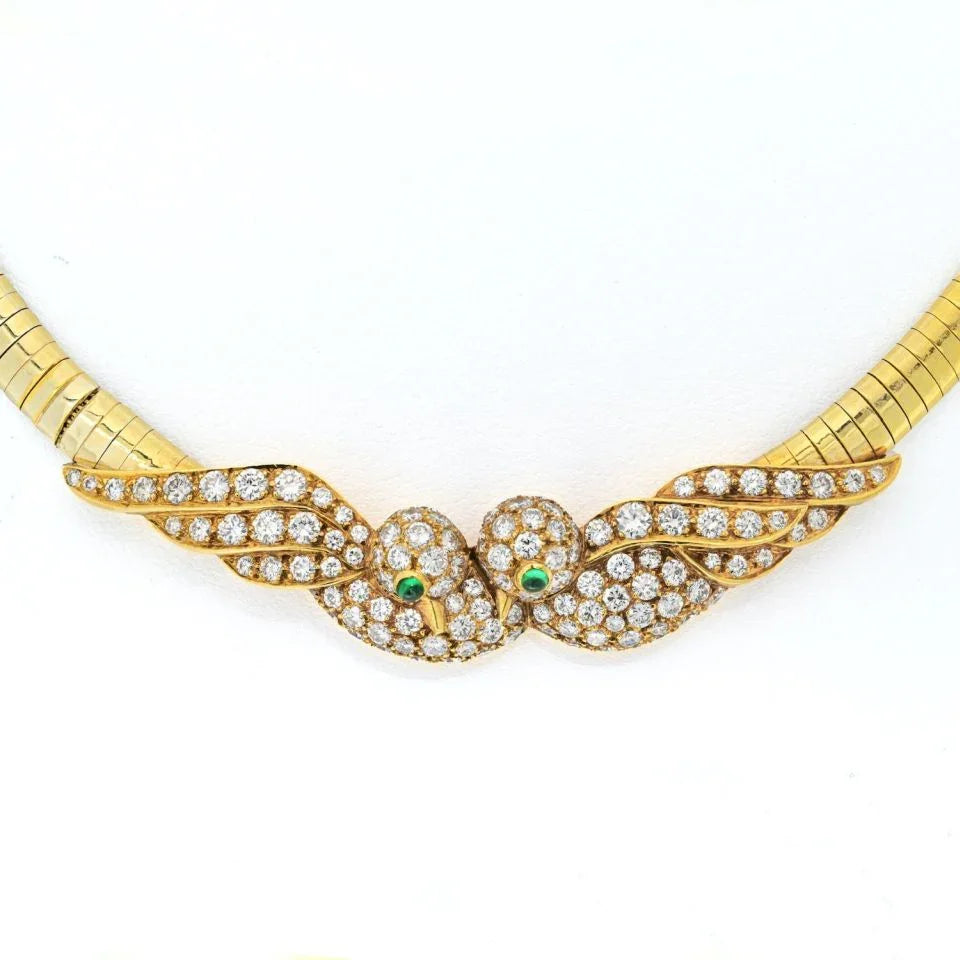 Van Cleef & Arpels 18K Yellow Gold Diamond Love Birds Necklace - The Back Vault