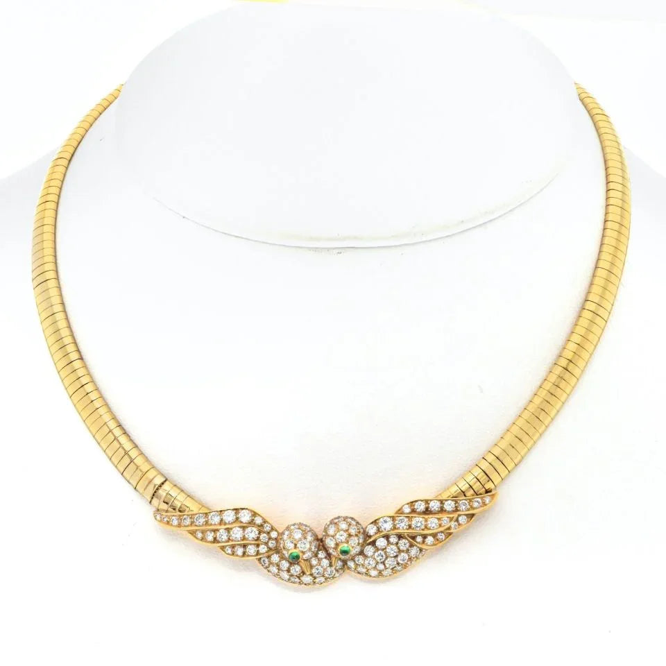 Van Cleef & Arpels 18K Yellow Gold Diamond Love Birds Necklace - The Back Vault