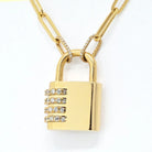 18K Yellow Gold 2.08cttw Diamond Padlock Pendant Necklace - The Back Vault