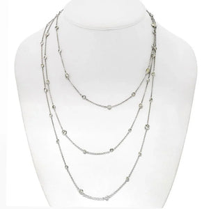 18K White Gold 10.60cttw Diamond By The Yard Chain Necklace