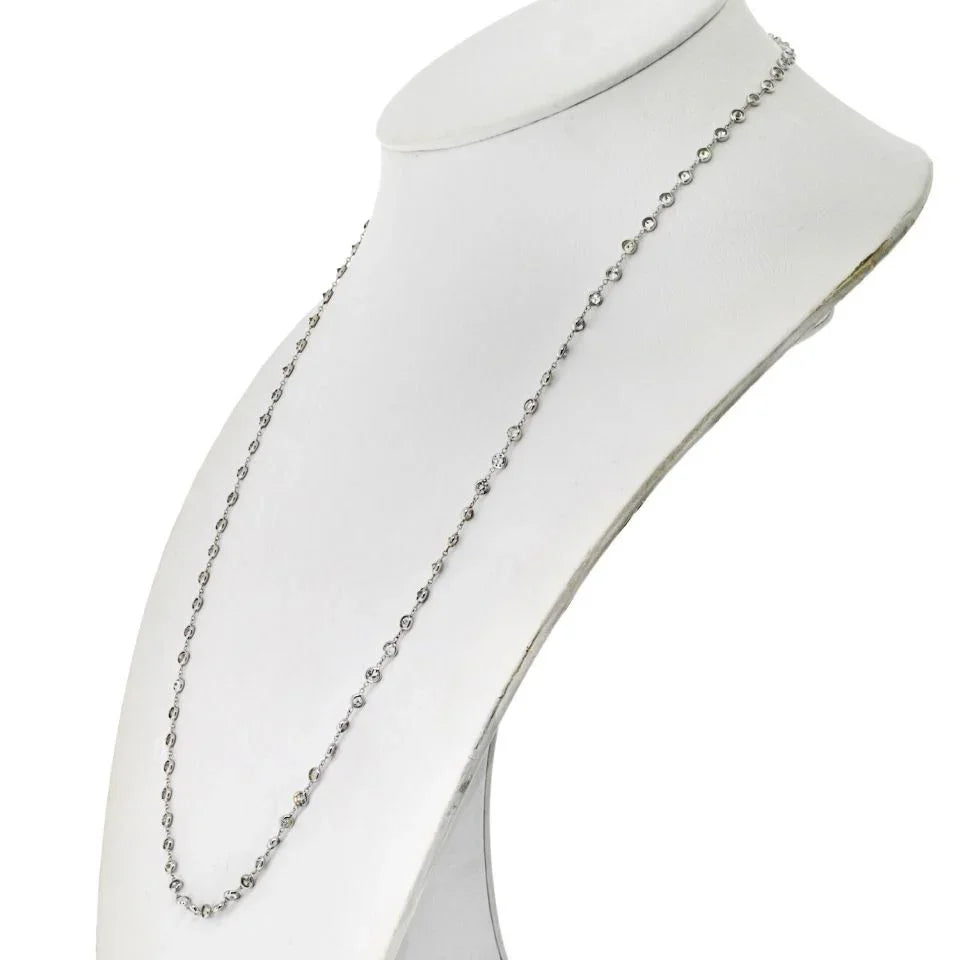 14K White Gold 7.50cttw Diamond By The Yard Chain Necklace - The Back Vault