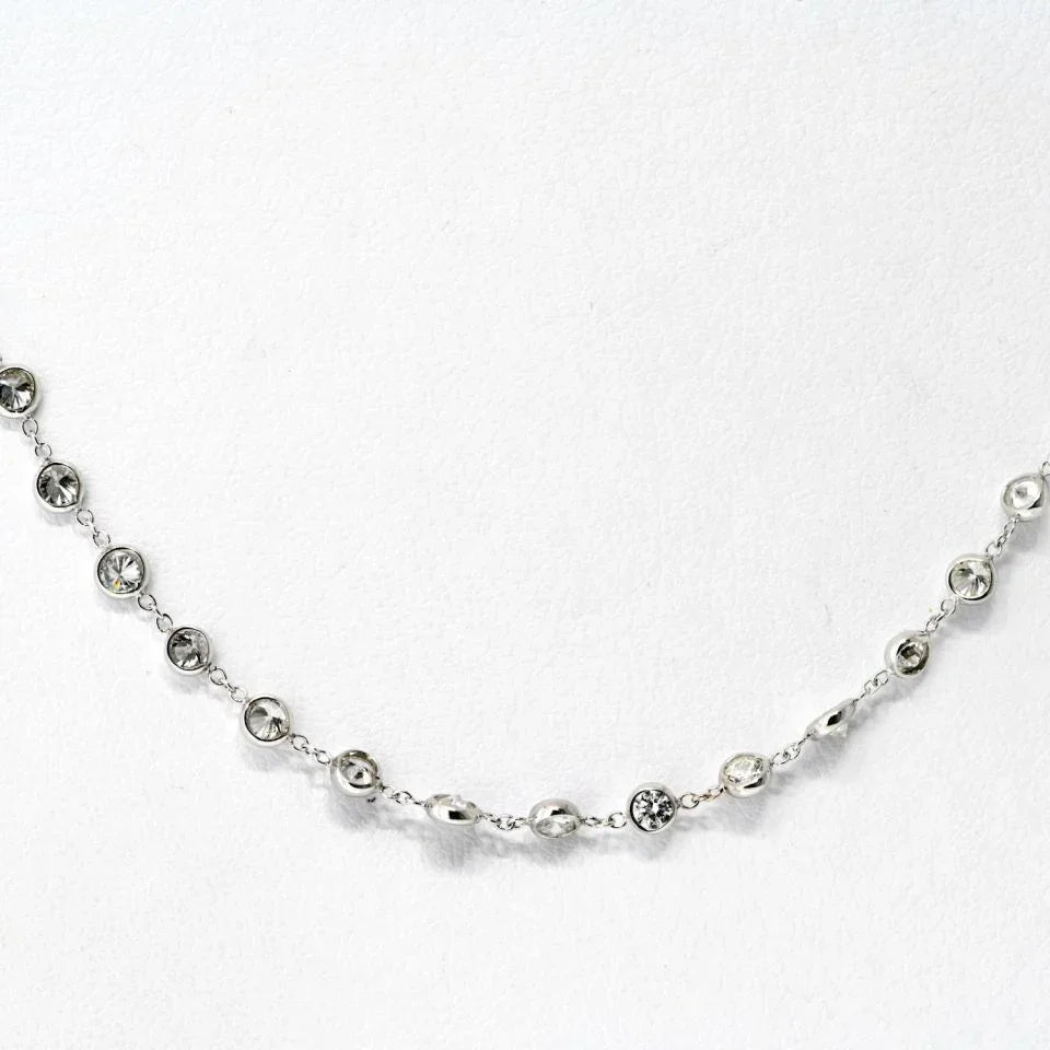 14K White Gold 7.50cttw Diamond By The Yard Chain Necklace - The Back Vault