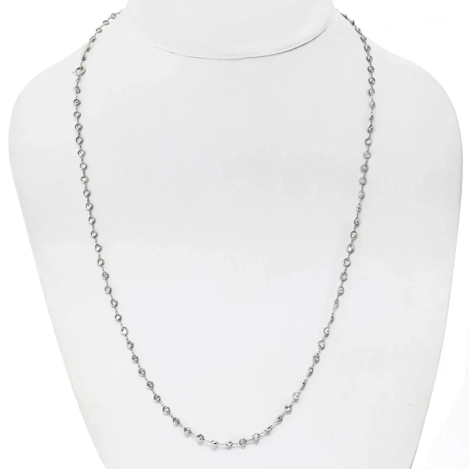 14K White Gold 7.50cttw Diamond By The Yard Chain Necklace - The Back Vault