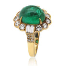 Van Cleef & Arpels 18K Yellow Gold 1960's Cabochon Cut Green Emerald And Diamond Ring - The Back Vault