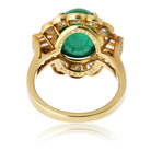 Van Cleef & Arpels 18K Yellow Gold 1960's Cabochon Cut Green Emerald And Diamond Ring - The Back Vault