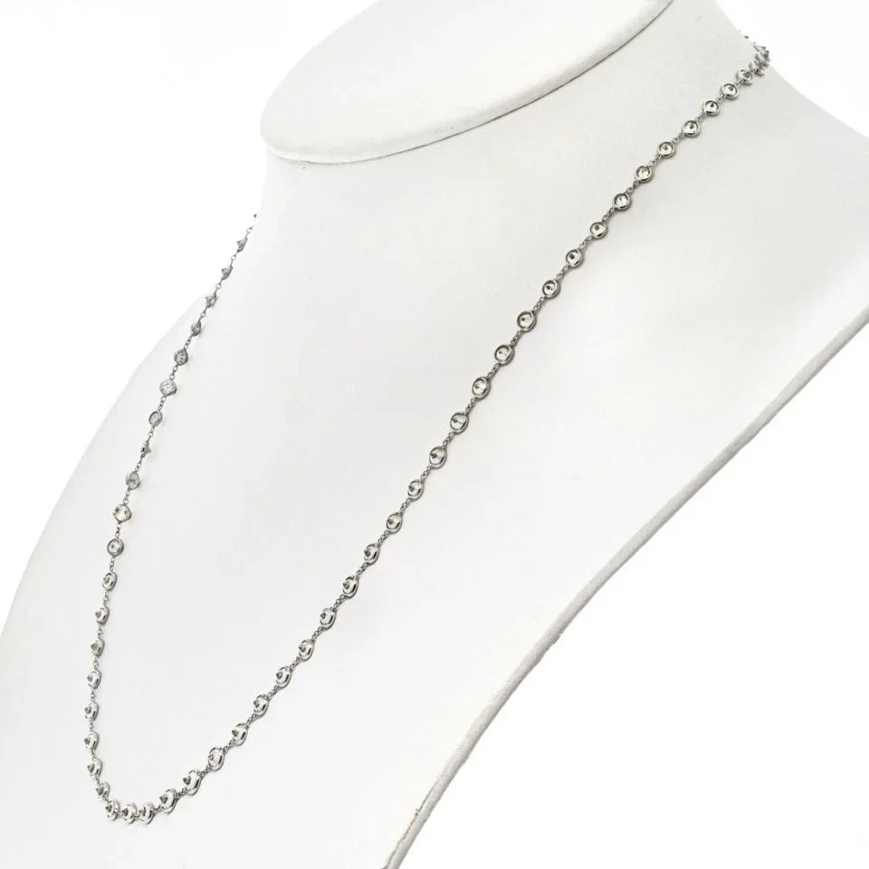 14K White Gold 8.47cttw Round Diamond By The Yard Necklace - The Back Vault