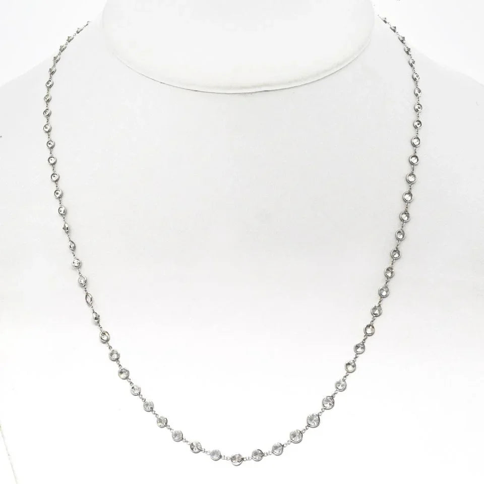 14K White Gold 8.47cttw Round Diamond By The Yard Necklace - The Back Vault