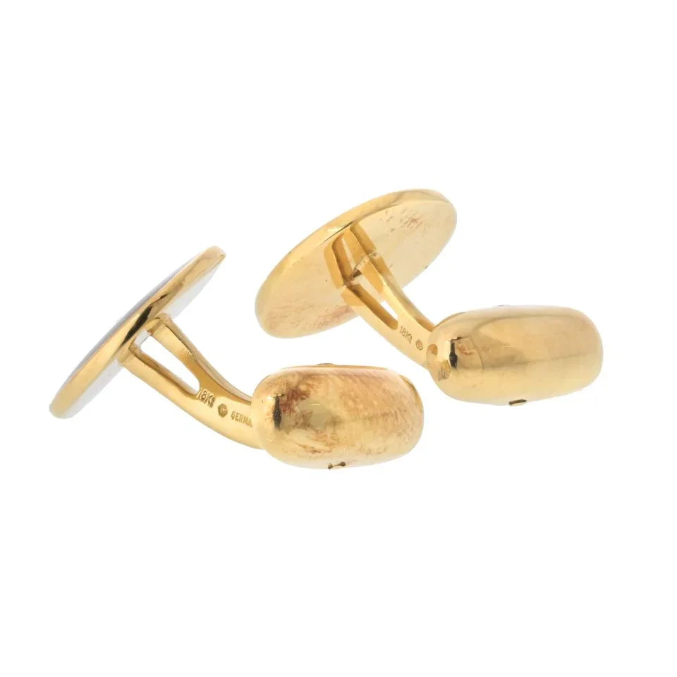 18K Yellow Gold Diamond And Red Enamel Cuff Links - The Back Vault