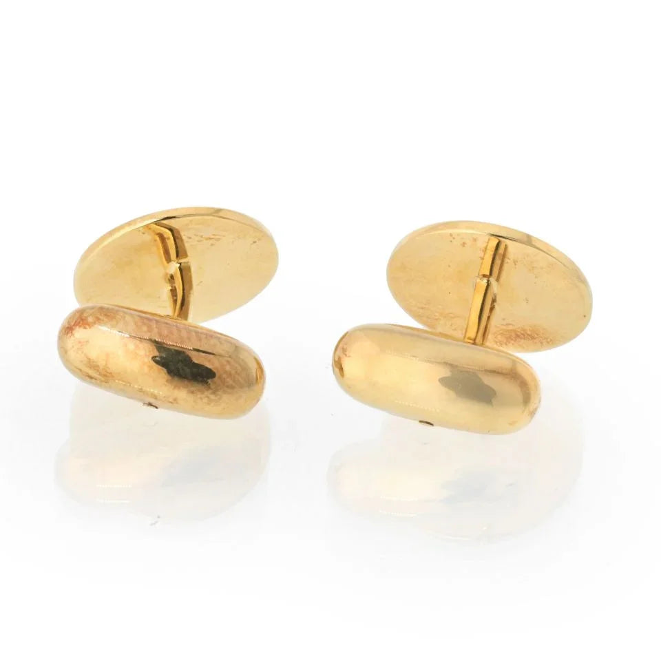18K Yellow Gold Diamond And Red Enamel Cuff Links - The Back Vault