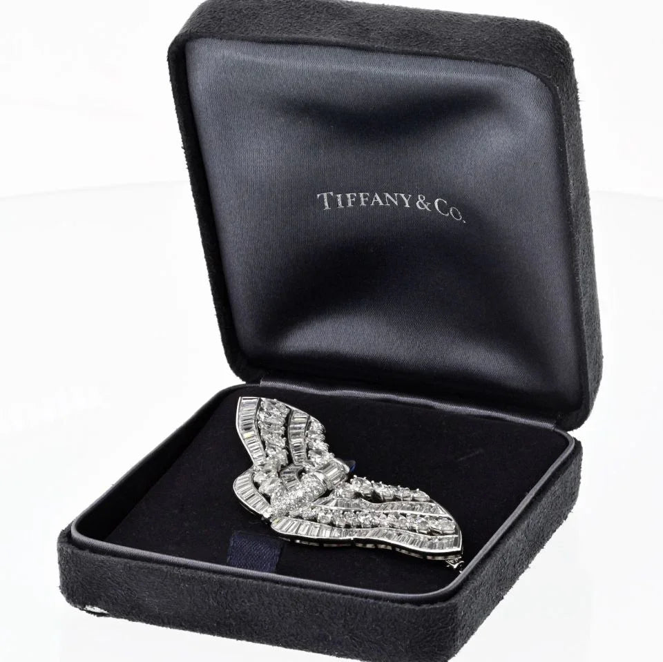 Tiffany & Co. Platinum 14.00cttw Baguette And Marquise Diamond Butterfly Brooch - The Back Vault