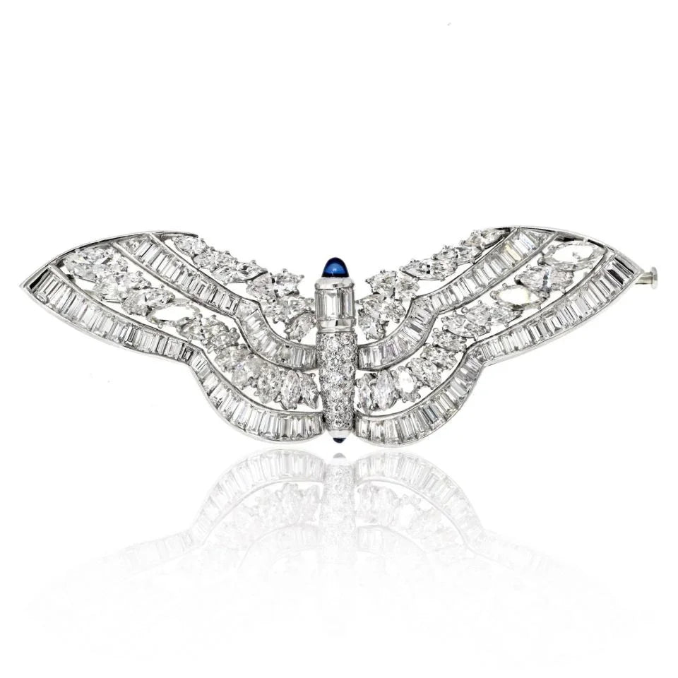 Tiffany & Co. Platinum 14.00cttw Baguette And Marquise Diamond Butterfly Brooch - The Back Vault