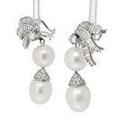 Platinum Pearl And Diamond Drop Earrings - The Back Vault
