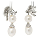 Platinum Pearl And Diamond Drop Earrings - The Back Vault