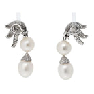 Platinum Pearl And Diamond Drop Earrings - The Back Vault
