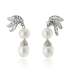 Platinum Pearl And Diamond Drop Earrings - The Back Vault