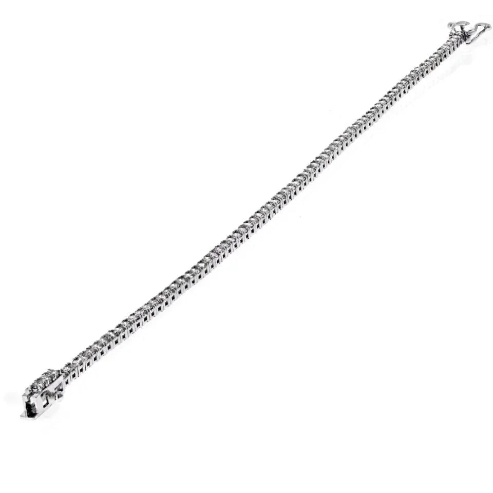14K White Gold 3.17cttw Round Brilliant Cut Tennis Bracelet - The Back Vault